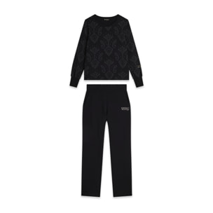 Tuta donna in jersey con felpa girocollo stampa floreale