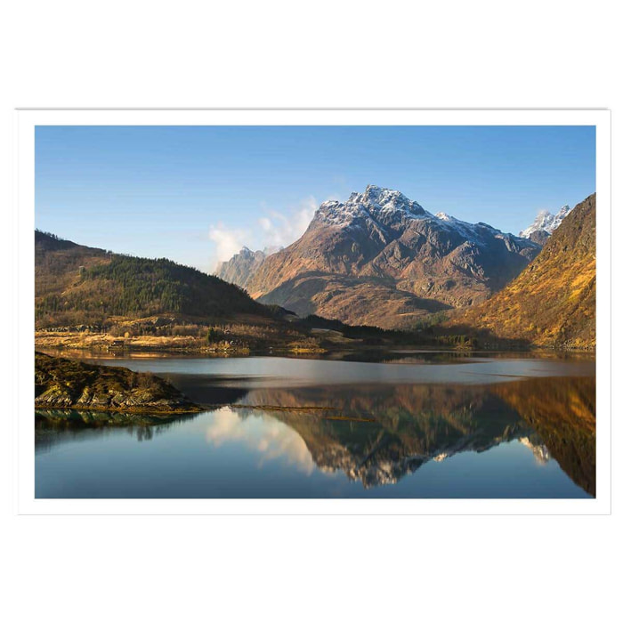 Affiche montagne et lac, l île lofoten Affiche seule