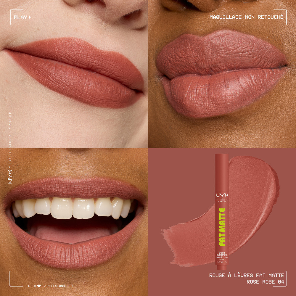 NYX Professional Makeup Fat Matte Rouge à Lèvres Mat Crémeux Rose Robe