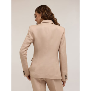 Motivi - Blazer cruzado de mezcla de lino - Beige