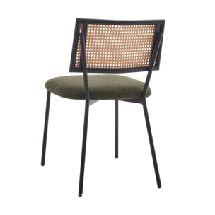Luciano - lot de 2 chaises cannage - en tissu bouclette - Vert Kaki
