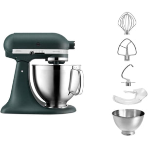 Robot pâtissier KITCHENAID 5KSM185PSEPP Artisan vert sapin, 4,8 L, accessoires inox, bol 3L, couvercle antiprojections