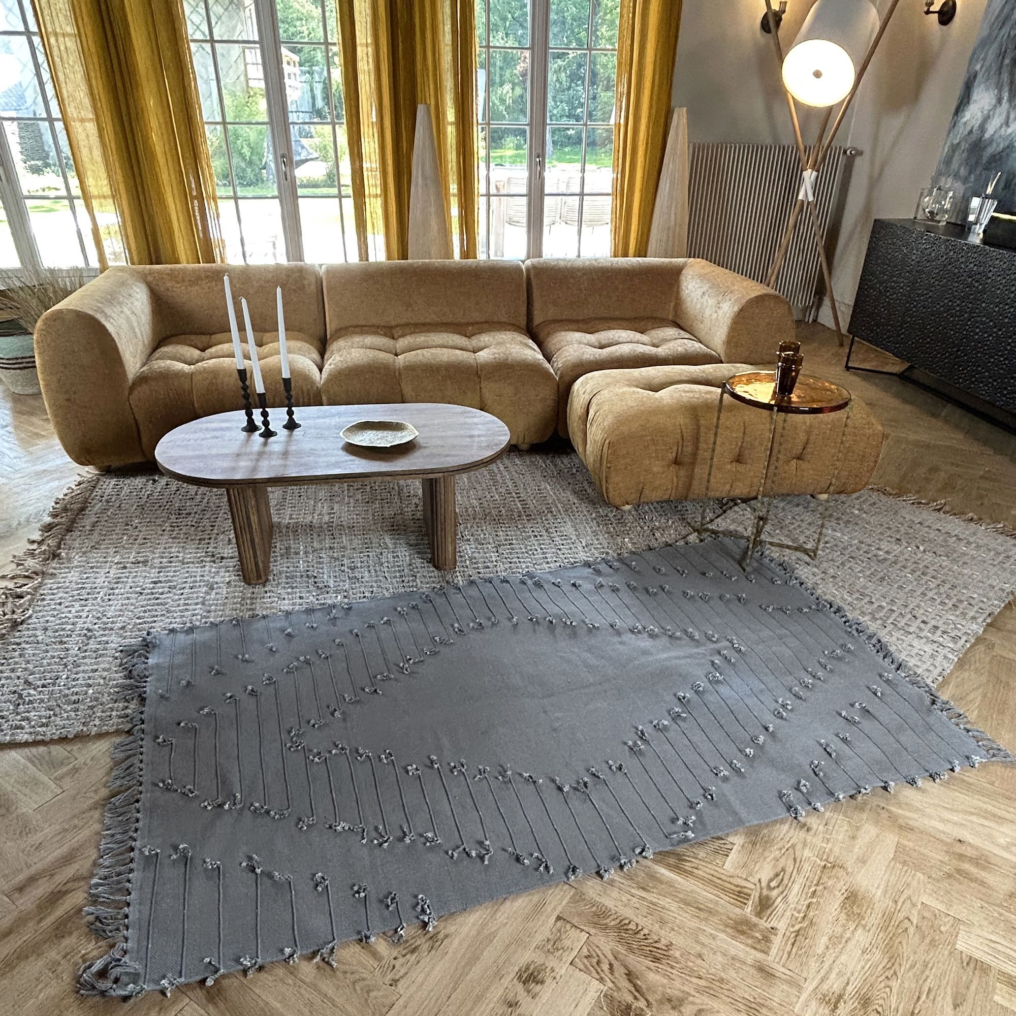 Tapis en coton gris bleuté 120x180cm NOOS