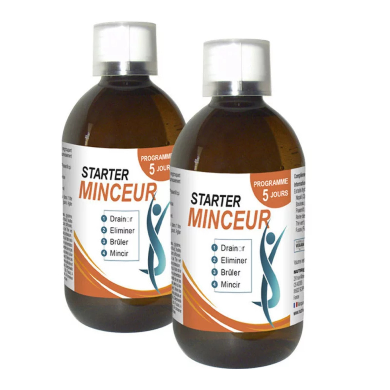 NUTRIEXPERT - Starter Minceur - Aide à drainer, éliminer, brûler & mincir - 13 extraits de plantes - Cure flash 5 jours - Végan- Lot de 2 produits