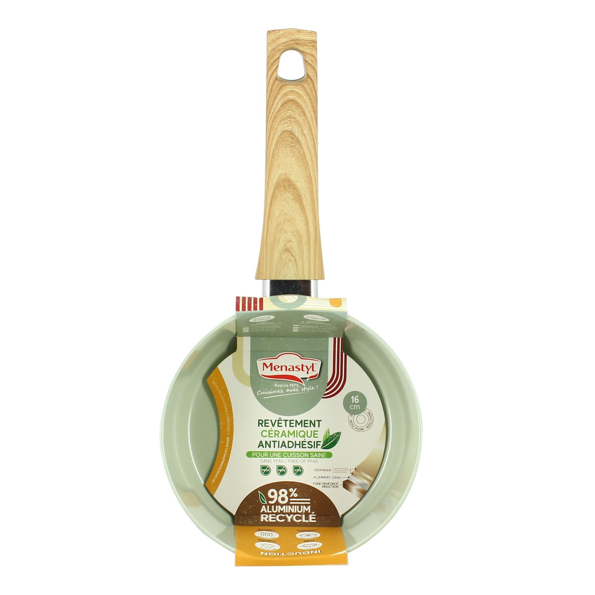 Casserole 16cm avec revêtement céramique céladon - tous feux COLORAMA