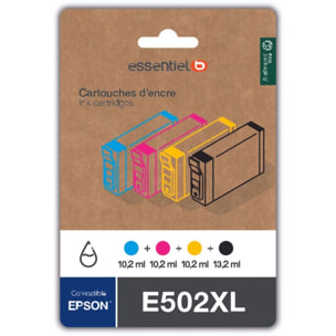 Cartouche d'encre ESSENTIELB E502XL Noir + 3 couleurs