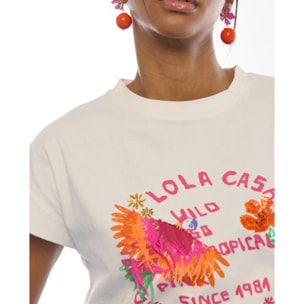 Maglietta pappagallo con piume