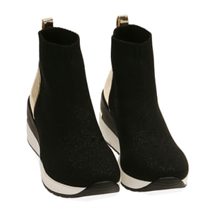 Slip-on nere, zeppa 7 cm