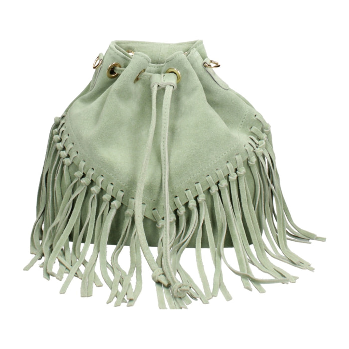 Borsa a secchiello da donna Made in Italy - Modello Umbria Plus - Pelle scamosciata - 25.0 x 22.0 x 13.0 cm