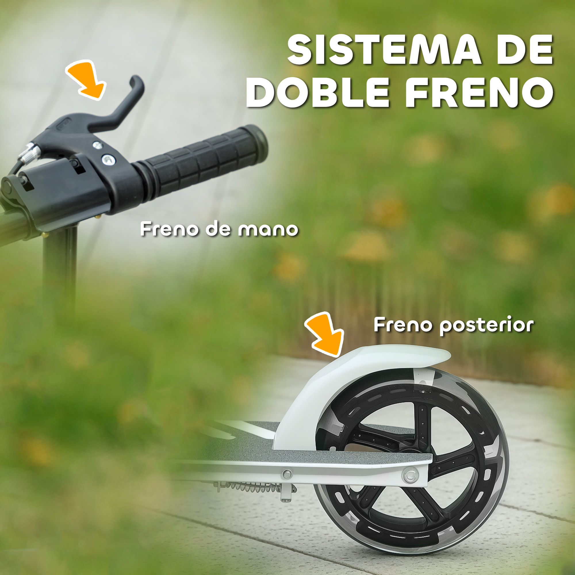 Patinete Plegable para Niños de 3-8 Años, Patinete Infantil de 2 Ruedas con LED Luces, Manillar de 4 Altura Ajustable, Freno Posterior y de Mano, Blanco