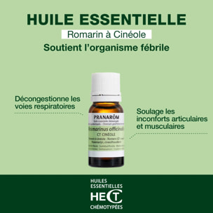 Pranarom - Huile Essentielle de Romarin à cinéole - 10 ml