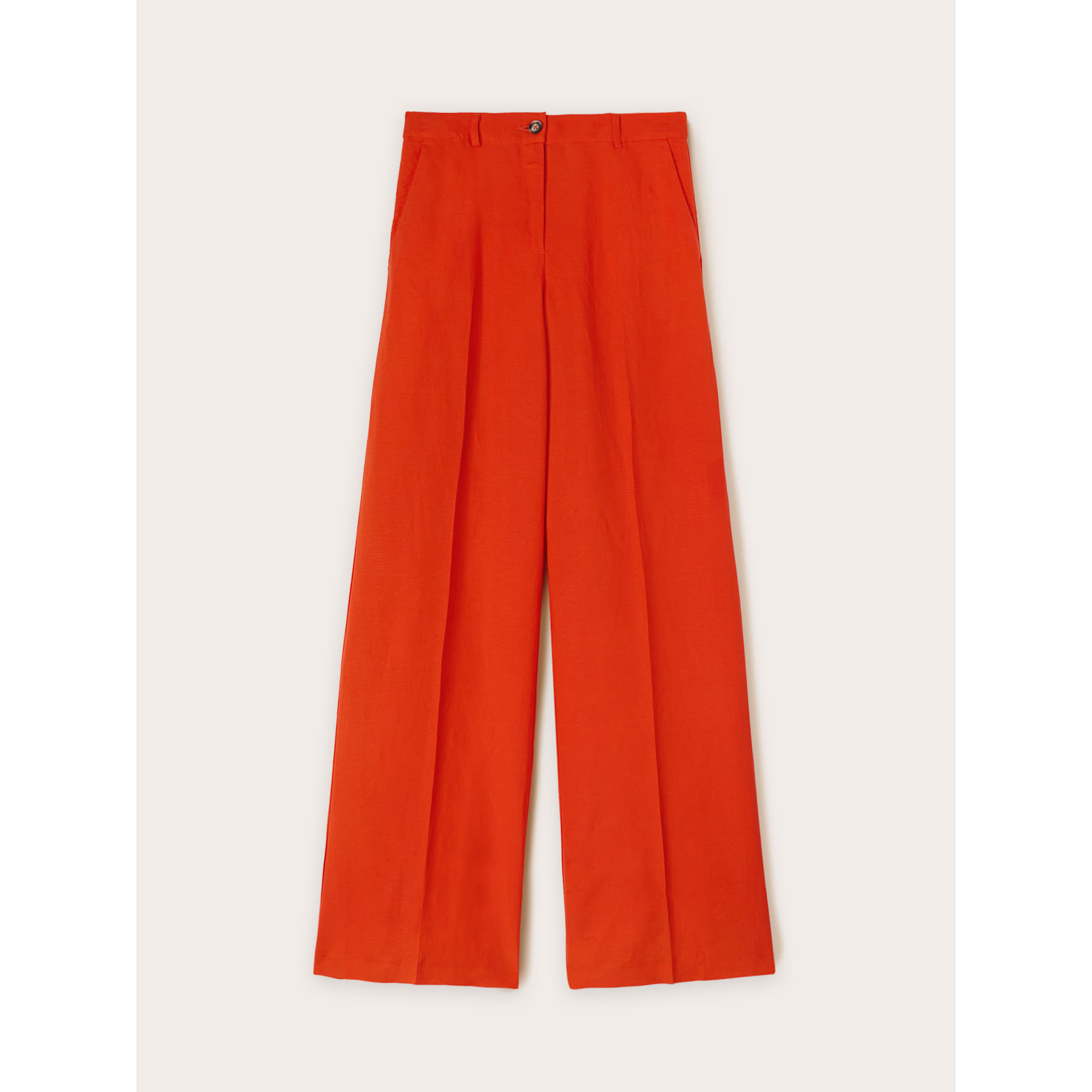 Motivi - Pantalones de pierna ancha mezcla de lino - Rojo