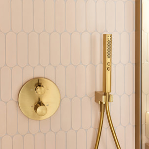 Pommeau de douche Shift+ carré 2 jets laiton brossé