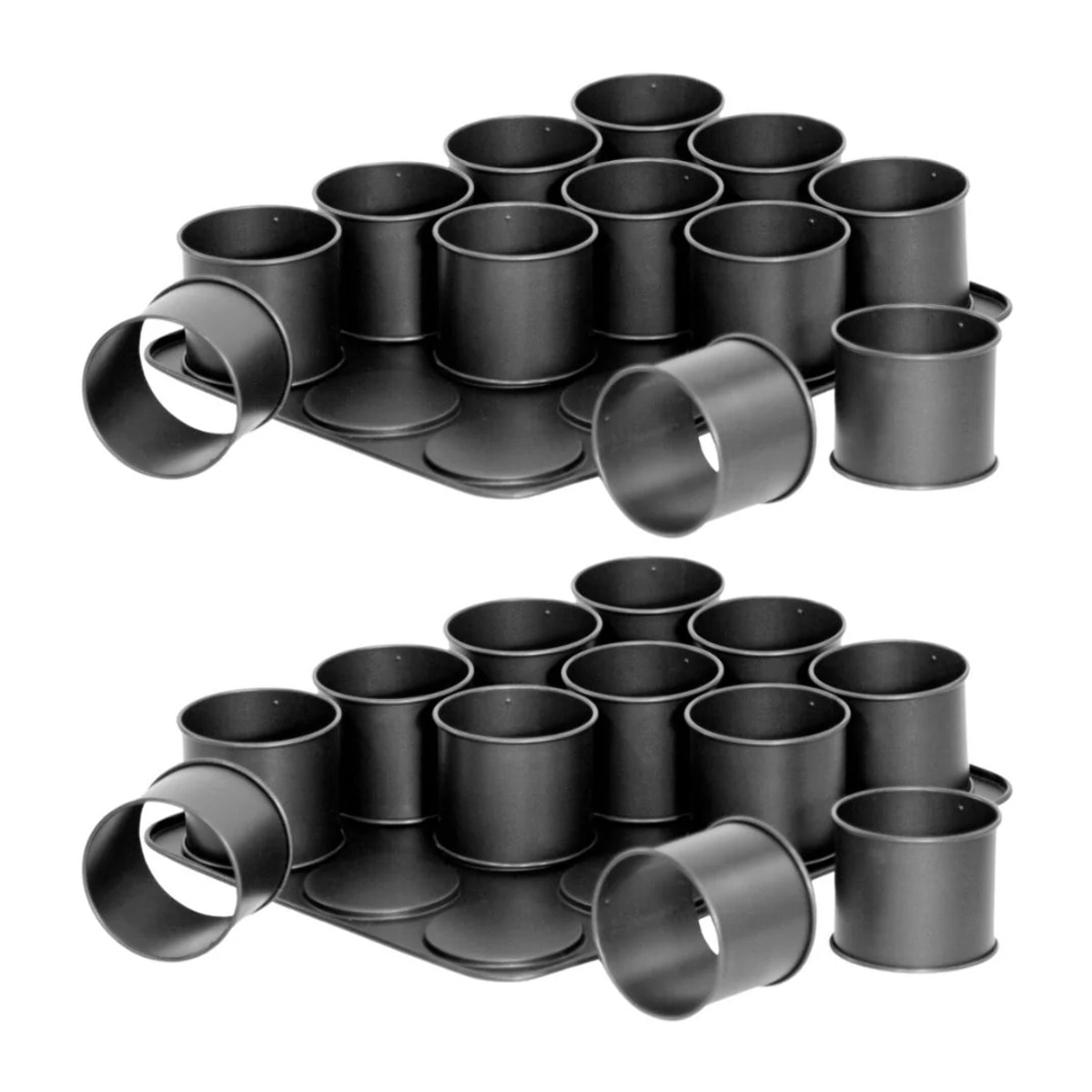 Ensemble de 2 Plaques pâtisserie 12 mini Moules ronds amovibles 38 x 30 cm Zenker Black Metallic