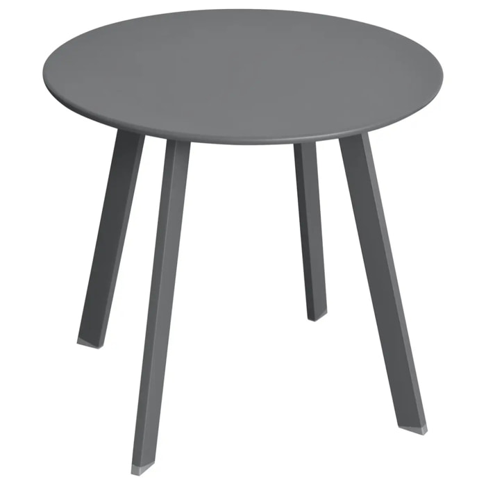 Table d'appoint de jardin ronde "Saona" graphite mat 50x45cm en acier cataphorèse