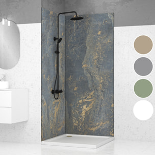 Pack de 2 Panneaux Muraux Pierre Venus 90+90x210 cm avec Profilés NOIR MAT - STONE'IT
