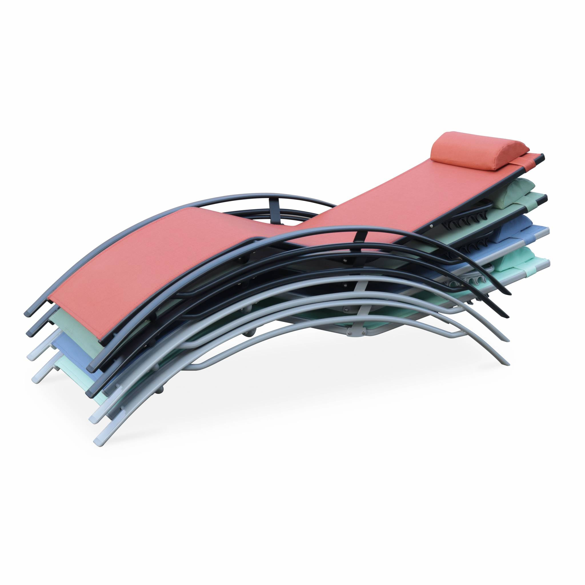 Duo de bains de soleil aluminium - Louisa terracotta- Transats aluminium et textilène