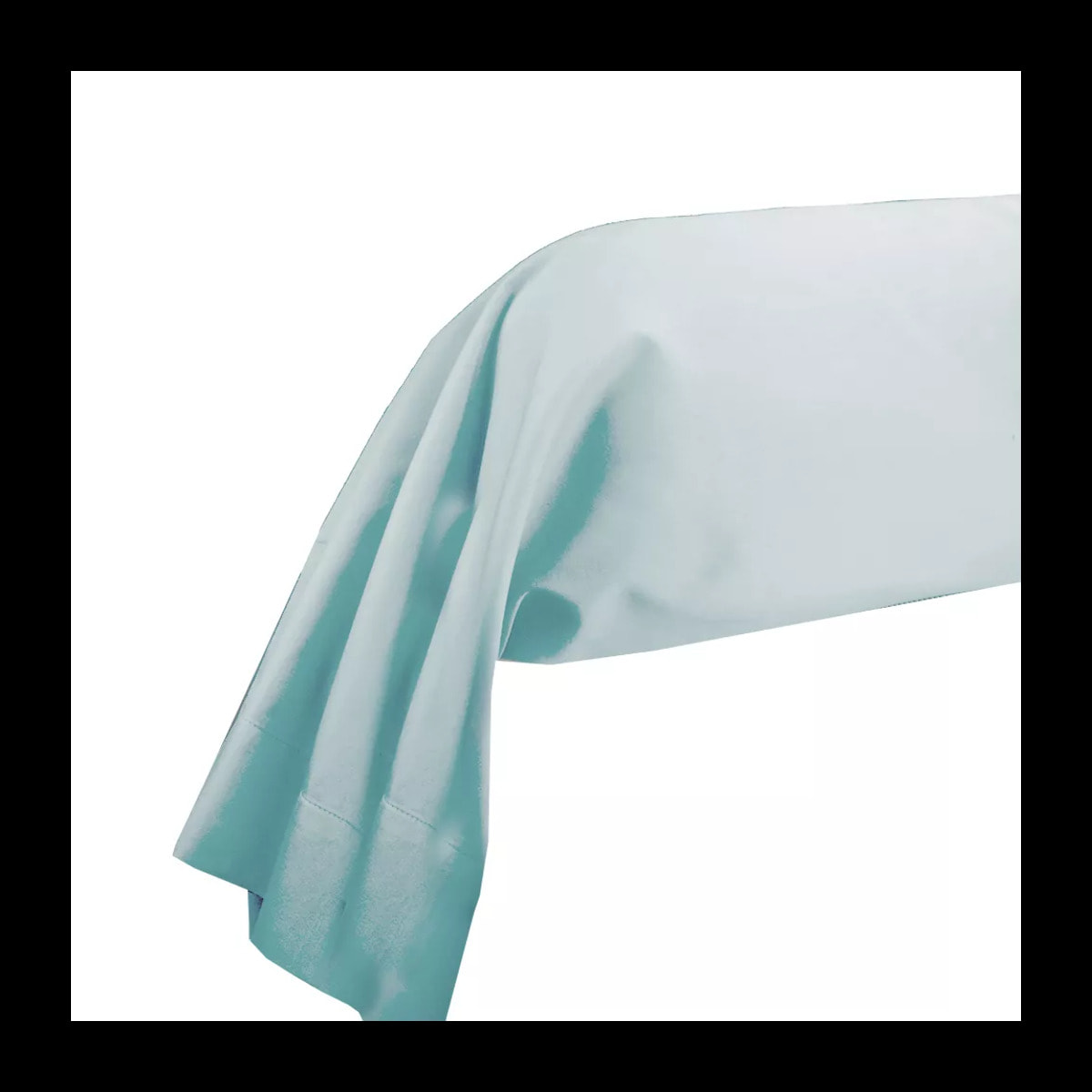 Taie de traversin satin de coton uni bleu Ava uni mint