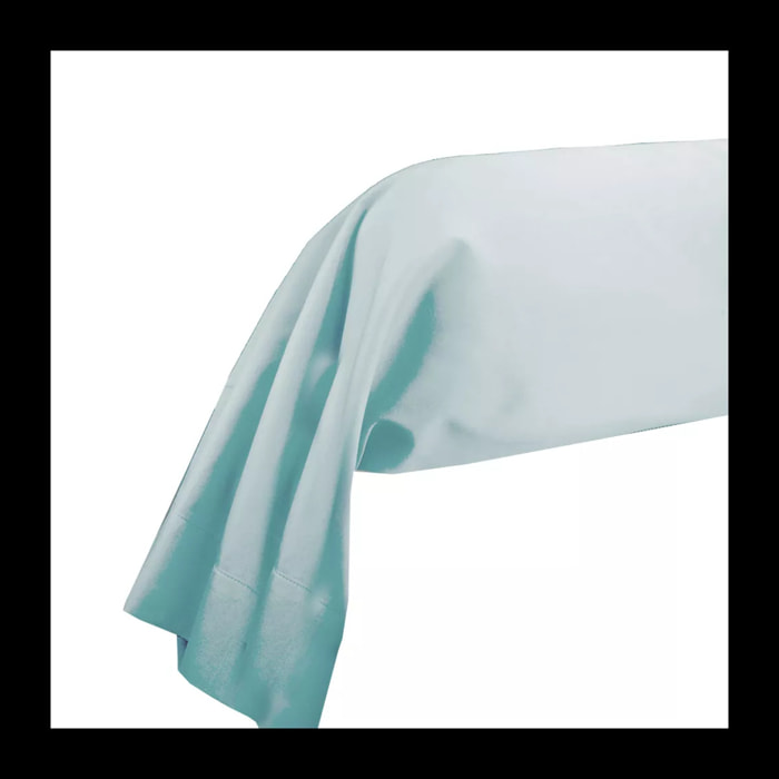 Taie de traversin satin de coton uni bleu Ava uni mint