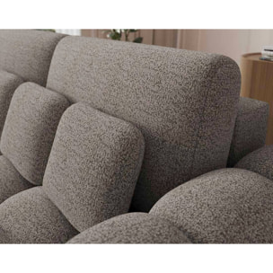 Dorian - Canapé droit 3 places convertible avec coffre en tissu bouclette - Taupe