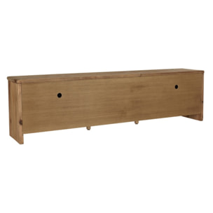 SANDY - Meuble TV 2 tiroirs 4 portes, longueur 240cm bois pin recyclé