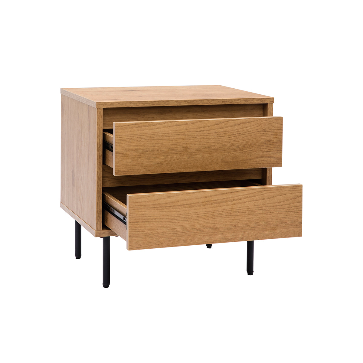 Table de chevet avec rangements 2 tiroirs finition bois clair chêne L50 cm ARAGON