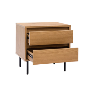 Table de chevet avec rangements 2 tiroirs finition bois clair chêne L50 cm ARAGON