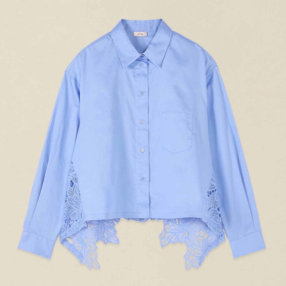 Oltre - Camisa boxy con espalda de encaje - Light - blue