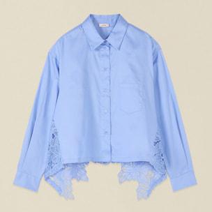 Oltre - Camisa boxy con espalda de encaje - Light - blue
