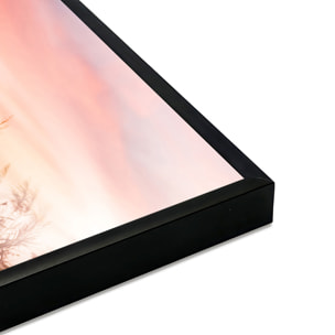 Affiche encadrée roseaux au coucher du soleil Affiche + cadre en métal - Noir