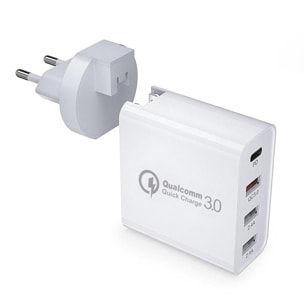 Cargador USB PD48W. Salidas PD30W+QC3.0 18W+2.4A. Enchufe: US/EU