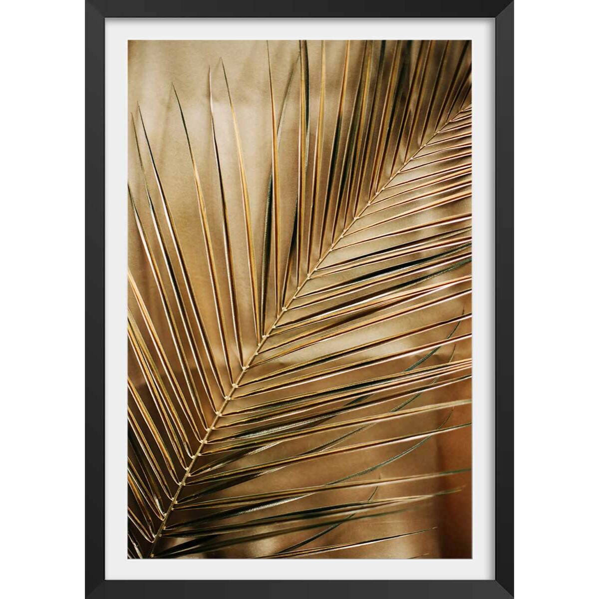 Affiche deco golden palm Affiche + cadre en bois - Noir