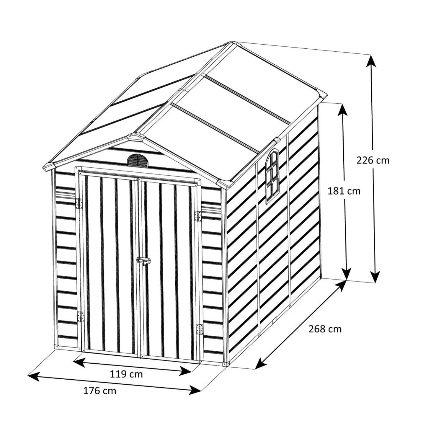 Abri de jardin résine beige Trigano 4,72 m² + kit d'ancrage