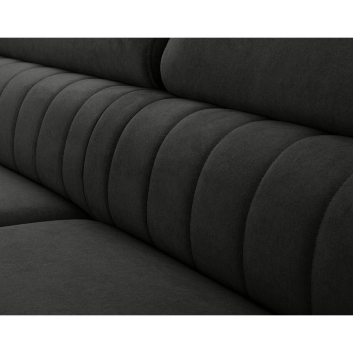 Aneta - canapé d'angle gauche 5 places - convertible avec coffre et têtières - en velours - Noir