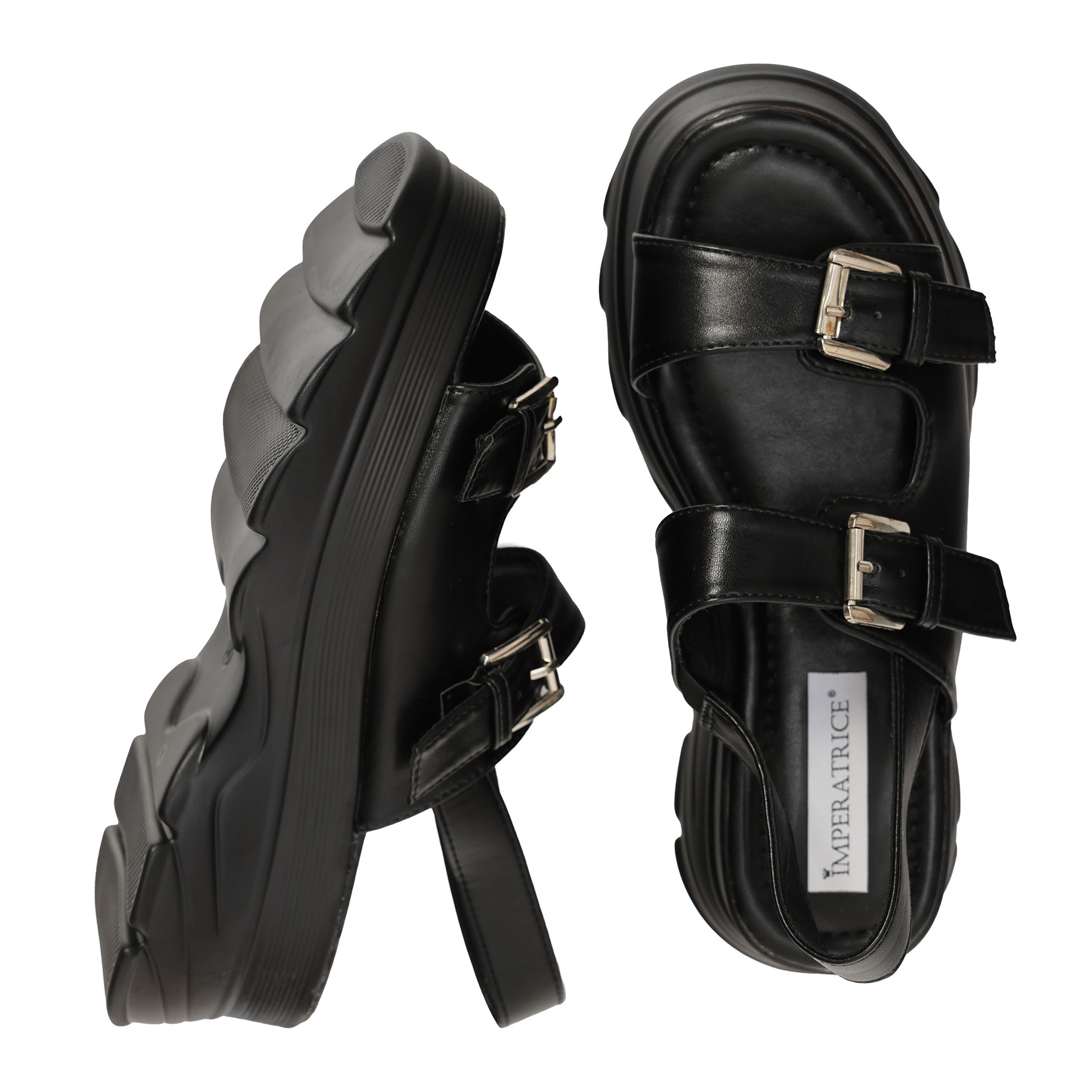 Sandali in simil pelle con zeppa