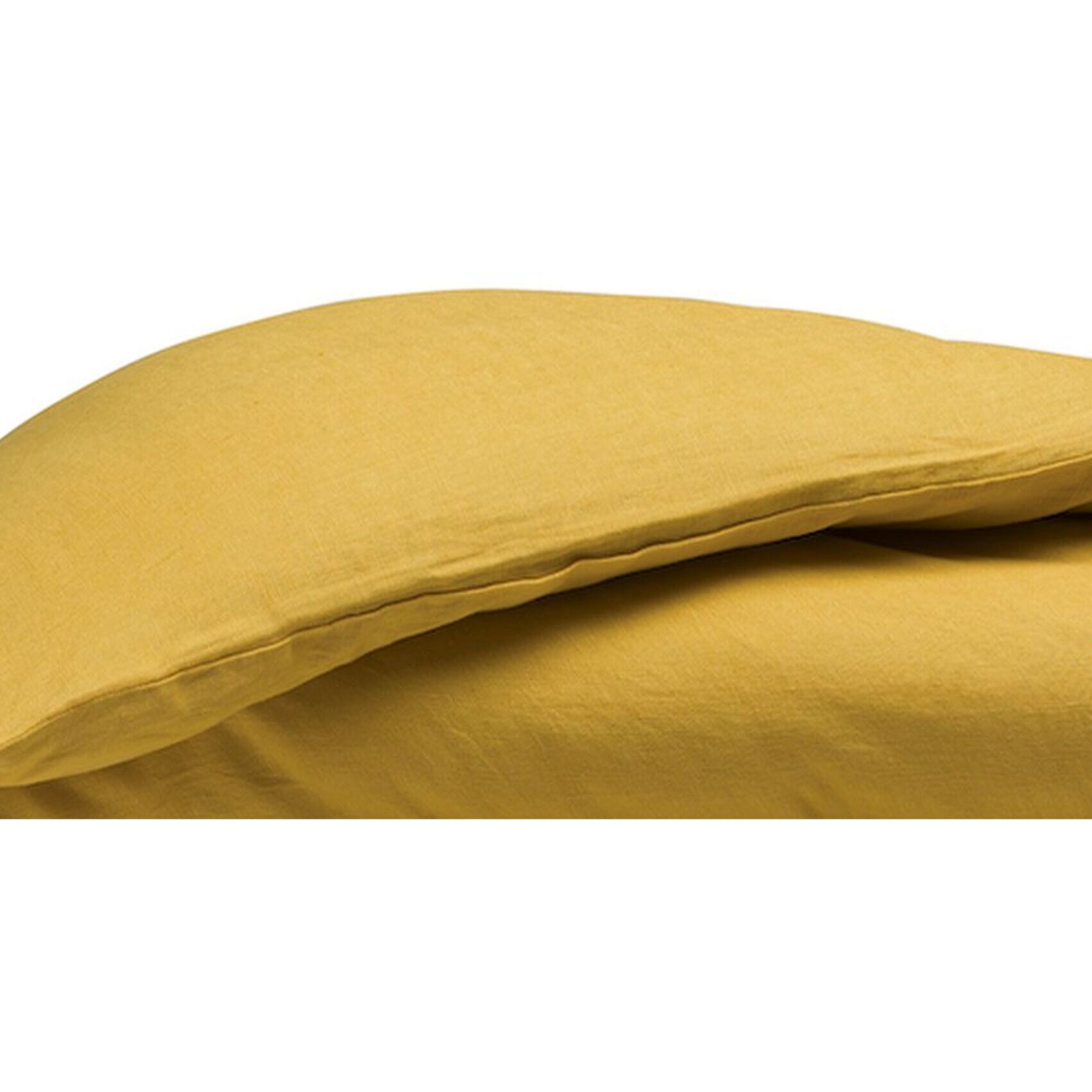 Housse de couette 100% lin lavé jaune or