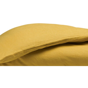 Housse de couette 100% lin lavé jaune or