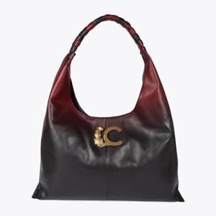 Borsa Shopper Effetto Pelle con Manico Intrecciato e Logo LC Leopardo