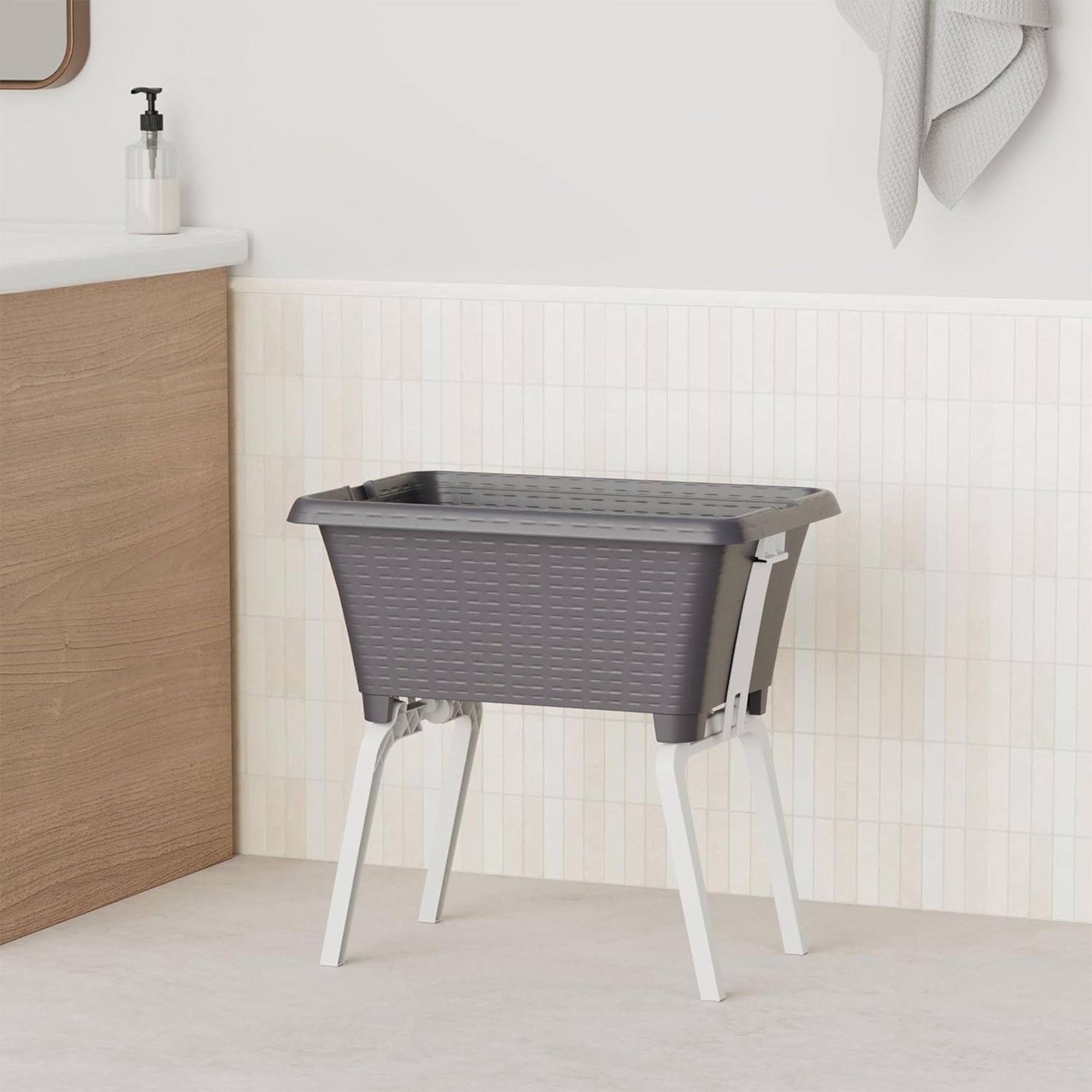 Well home cesto de lavandería para ropa con patas de 38l en color antracita