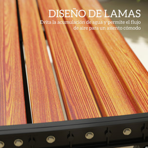 Banco de Jardín Exterior de 2 Plazas, Banco Exterior con Estructura Metálica y Asiento Listonado, para Patio, Terraza, 124x39x39 cm, Marrón