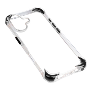 Carcasa transparente con relieve protector para cámara, esquinas reforzadas negras, antichoque y antihuellas Magsafe para iPhone 17.