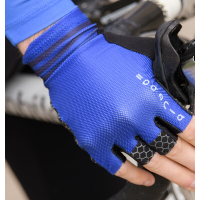 Guantes cortos de ciclismo unisex BLUEBALL Pavé Grip - Azul con rayas negras