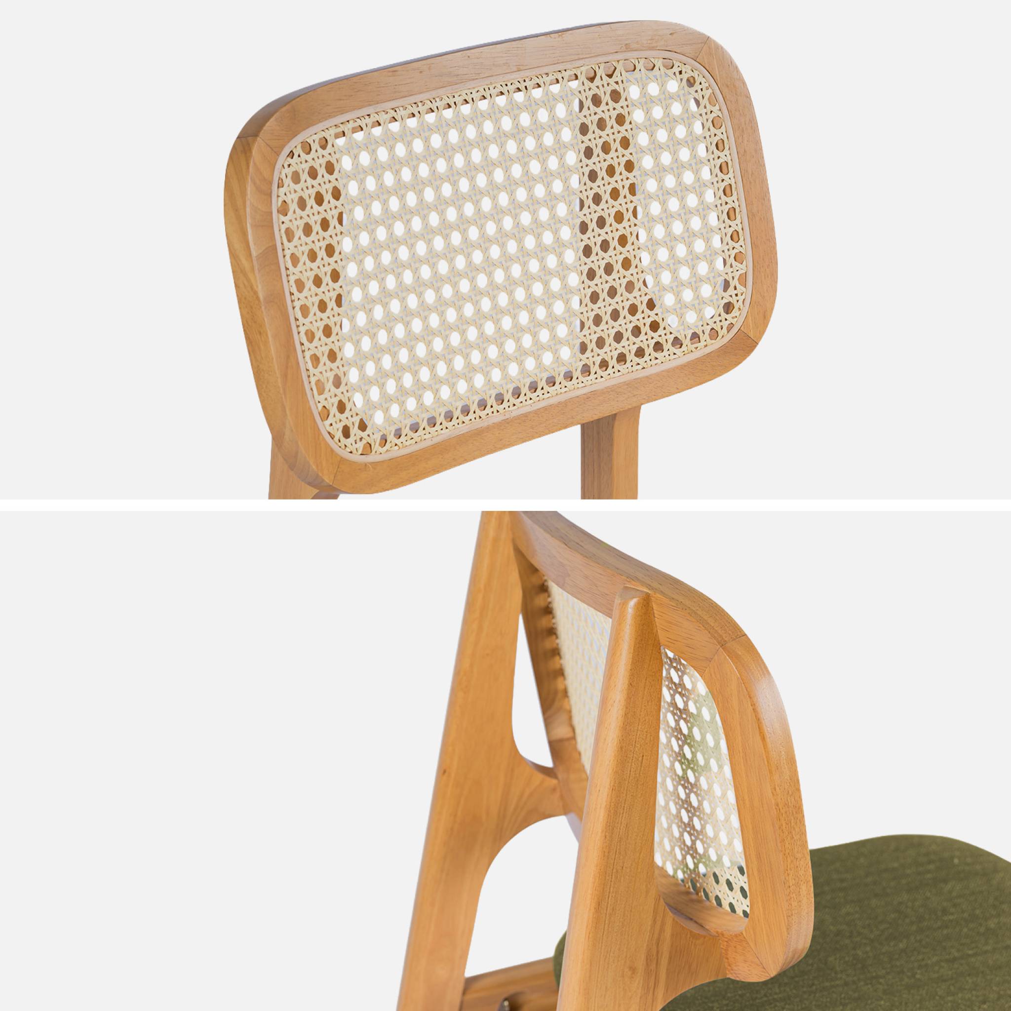 Tabouret de bar bois d'hévéa cannage et tissu 66,5cm (lot de 2) MANI
