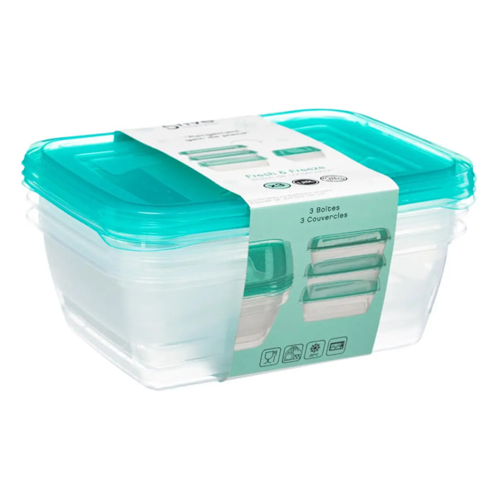 3 boîtes de conservation "Fresh & Freeze" 1,25L