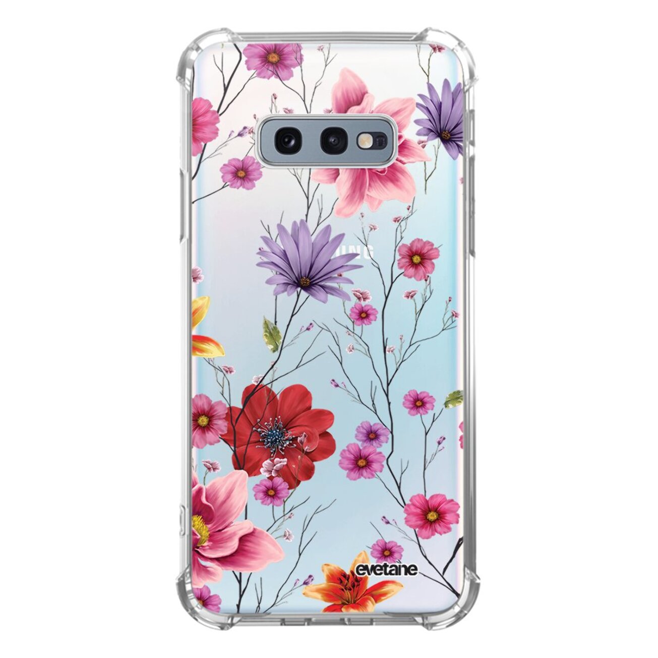 Coque Samsung Galaxy S10e anti-choc souple angles renforcés transparente Fleurs Multicolores Evetane