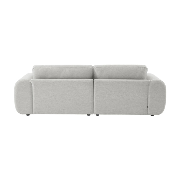 Canapé d'angle droite 3 places tissu gris clair. pieds ronds L 231 x P 160 / 88 cm - Zenio