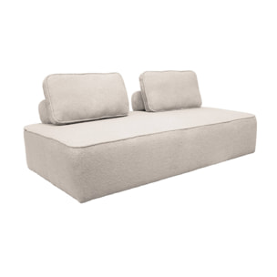 Chauffeuse pour canapé modulable tissu bouclette beige 2 places Bao. L 180 x P 90 x H 74cm