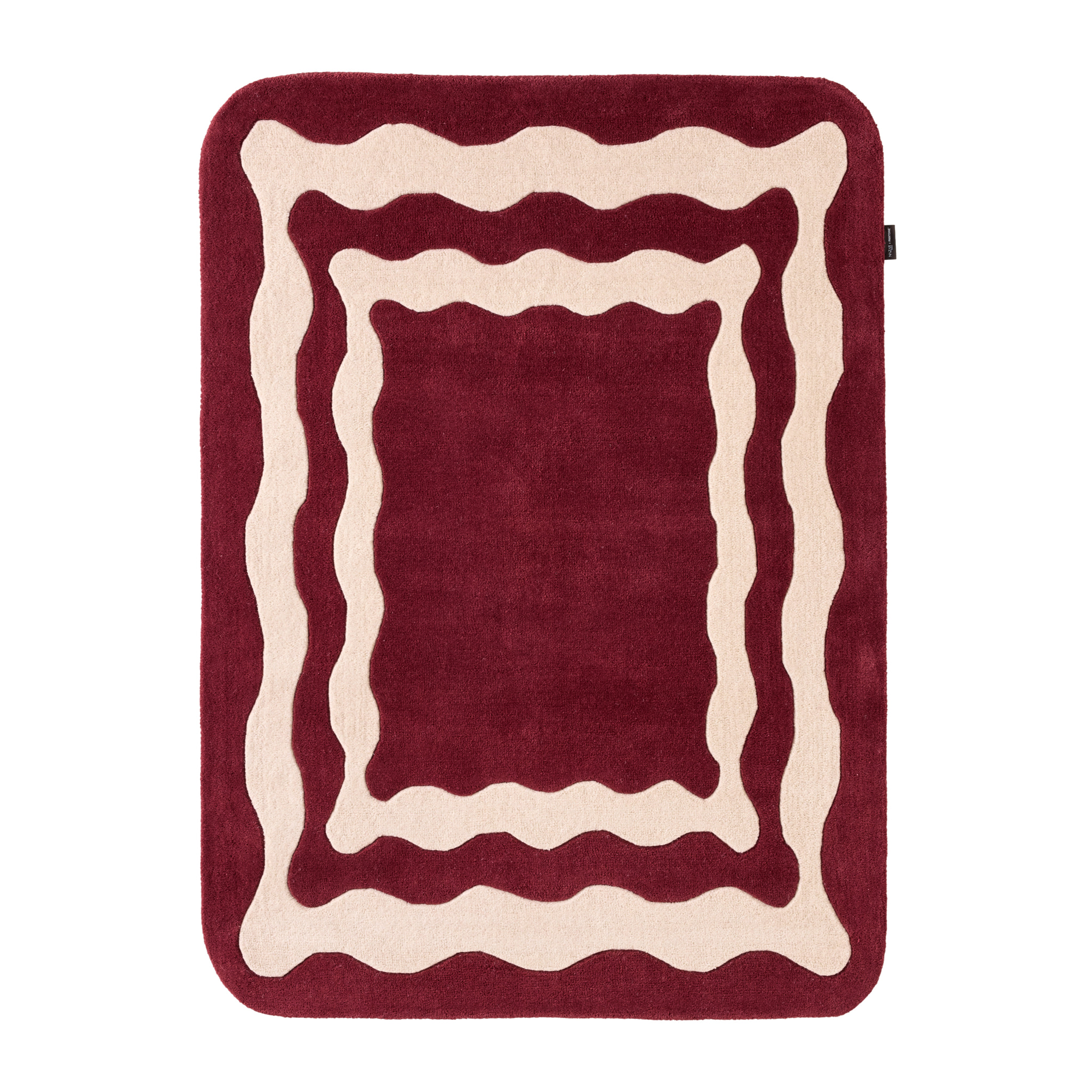 PANTONE - Tapis en laine fait main Rouge D'ORAGE à motif wavy bordeaux