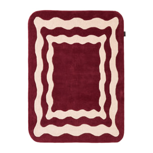 PANTONE - Tapis en laine fait main Rouge D'ORAGE à motif wavy bordeaux