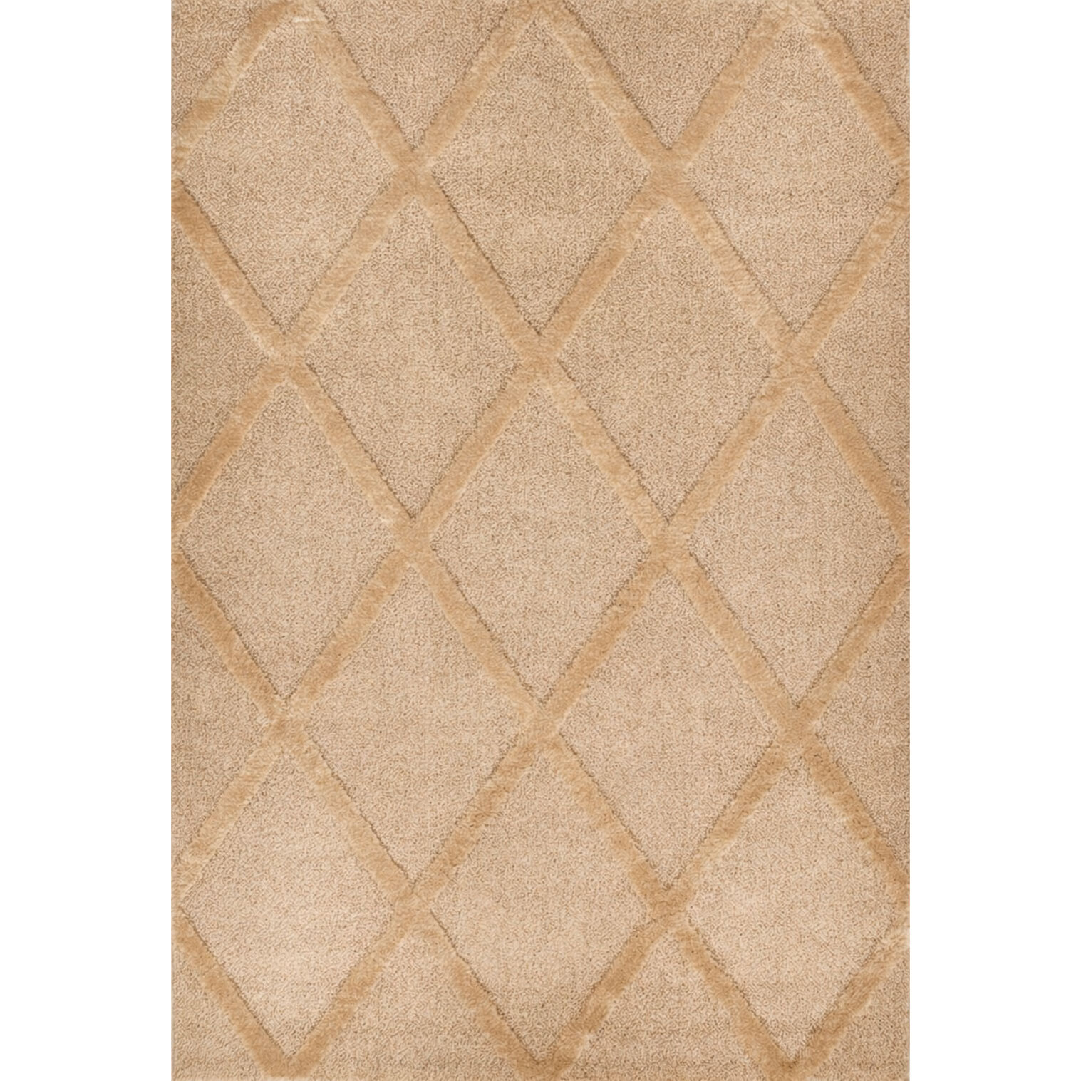 HARMONIE - Tapis de salon beige à motif berbère en relief